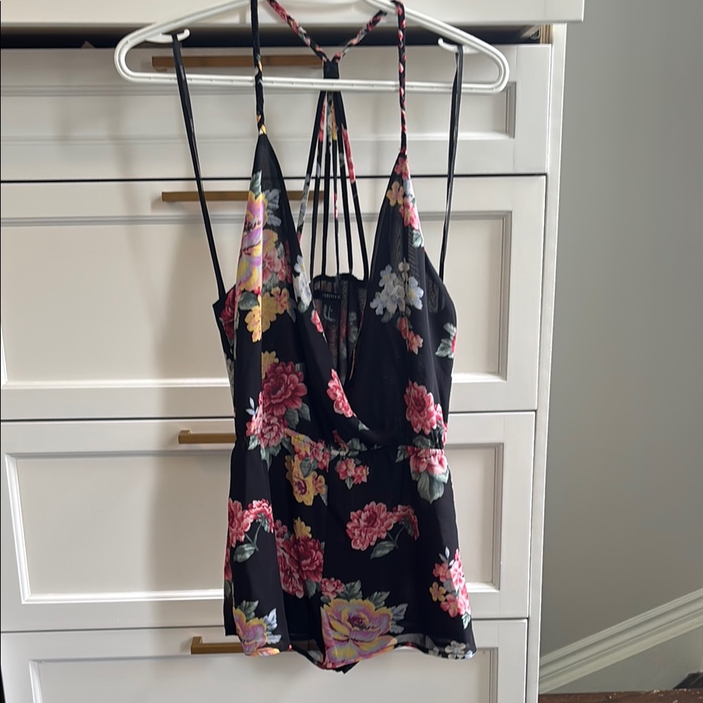 Forever 21 Black Floral Romper